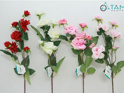 Cành hoa hồng giả Vintage 80cm số 80